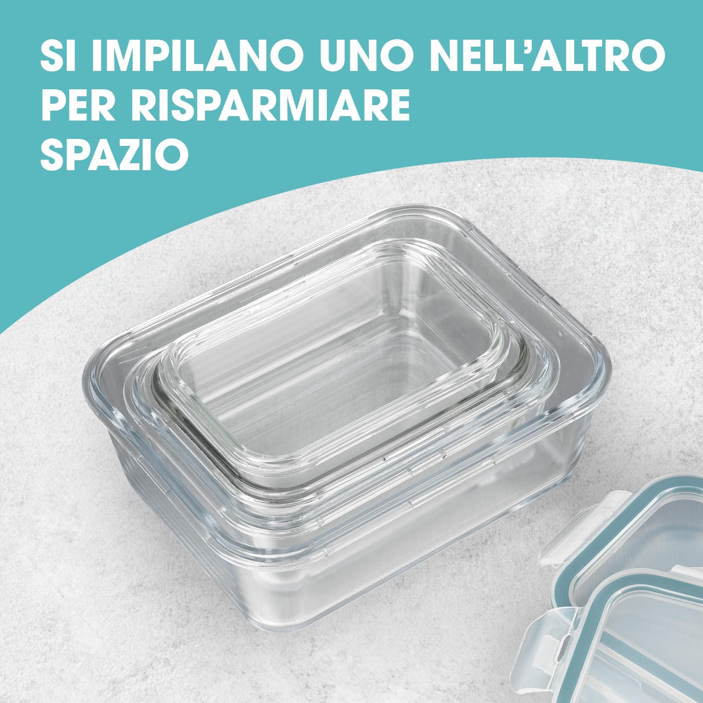 GOURMETmaxx Barattoli di vetro per la conservazione degli alimenti Klick-it Set di 4 | Perfetti per lavastoviglie, microonde, forno e congelatore | Ermetici e a prova di perdite