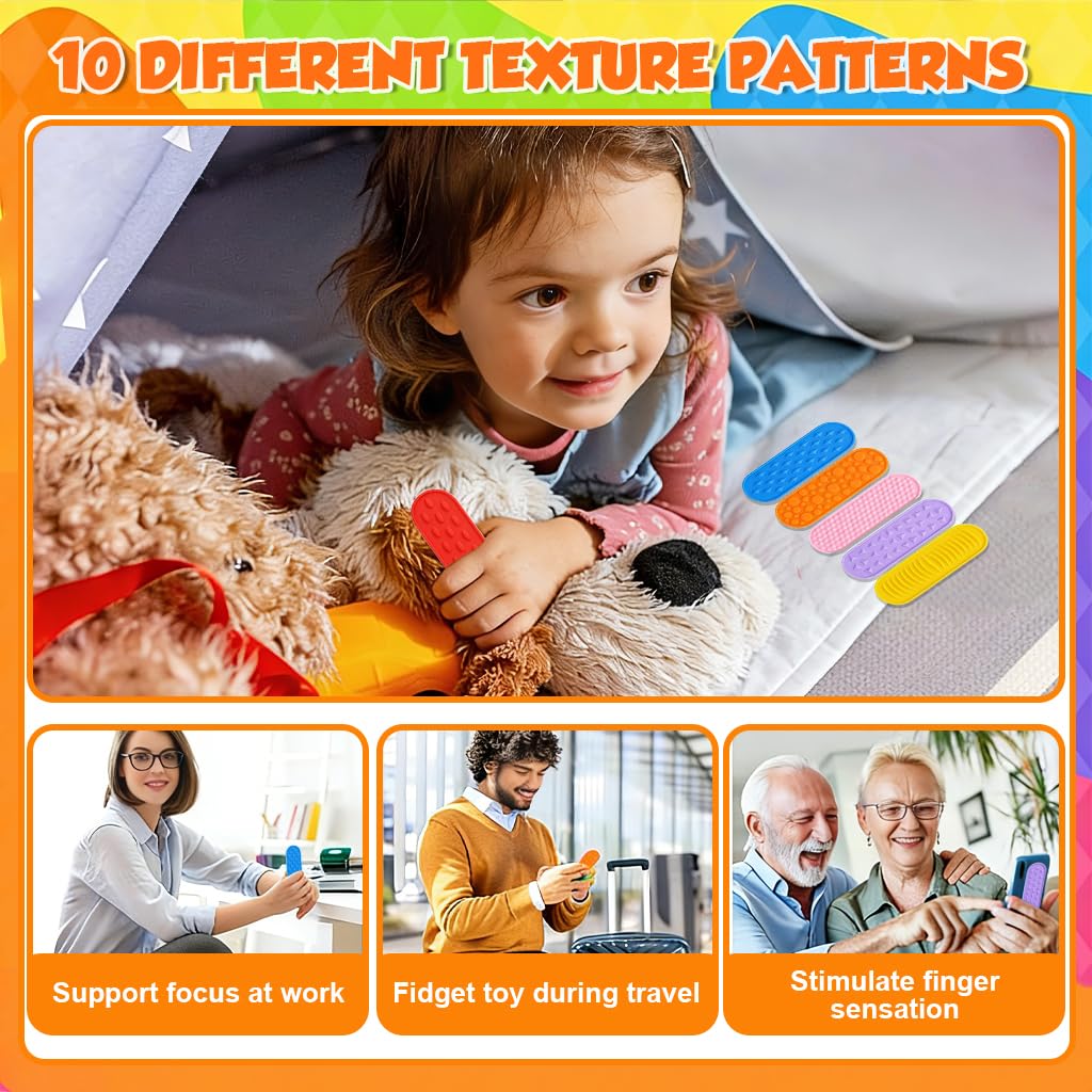 PATPAT Textured Fidget Suction Cup Silicone 4 Textures Kids Adults 10, 8*2c 4