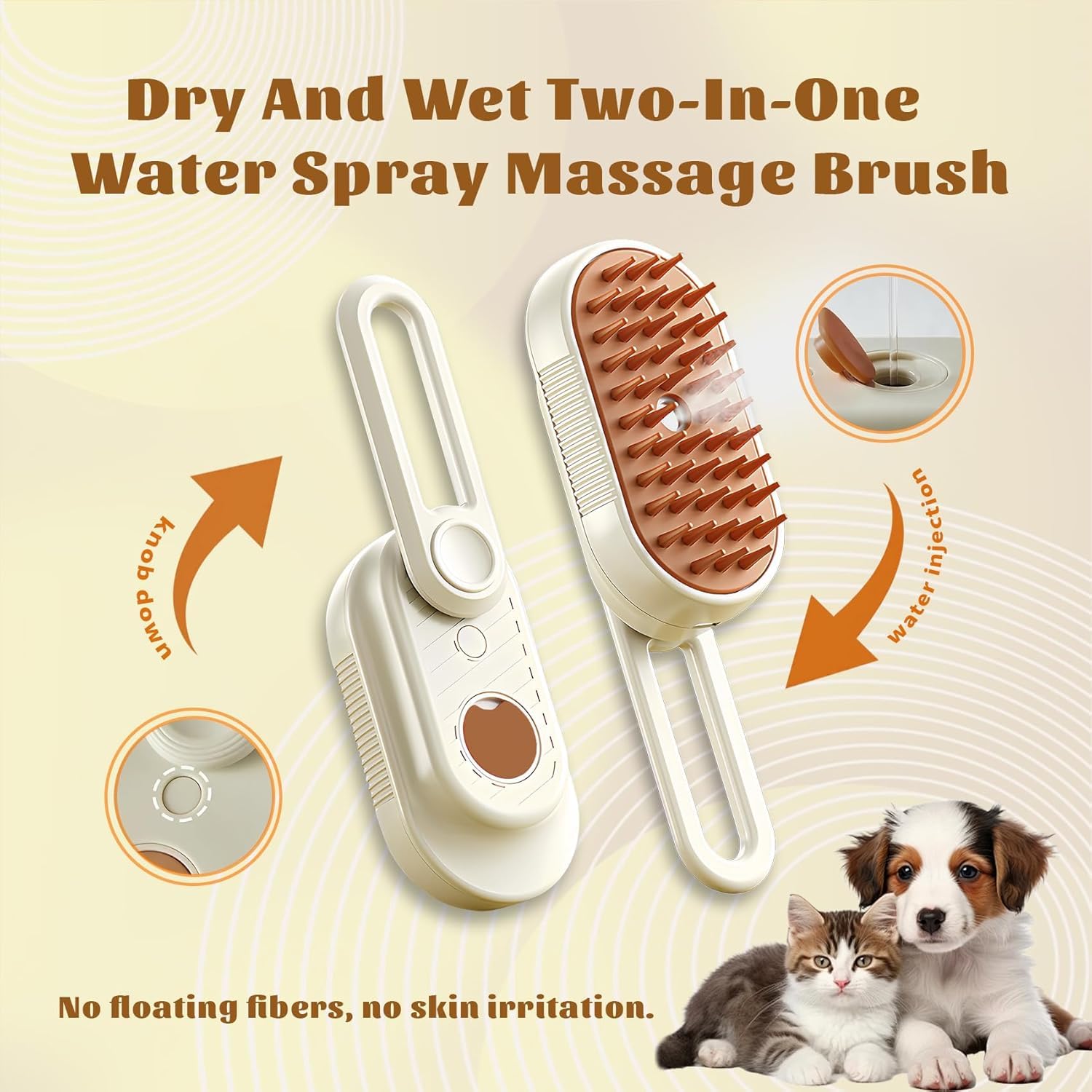 Cepillo de vapor para gatos, cepillo de vapor recargable para mascotas, para desprendimiento, cepillos de masaje en spray de agua, depilación de perro, cepillo de limpieza automático, peine