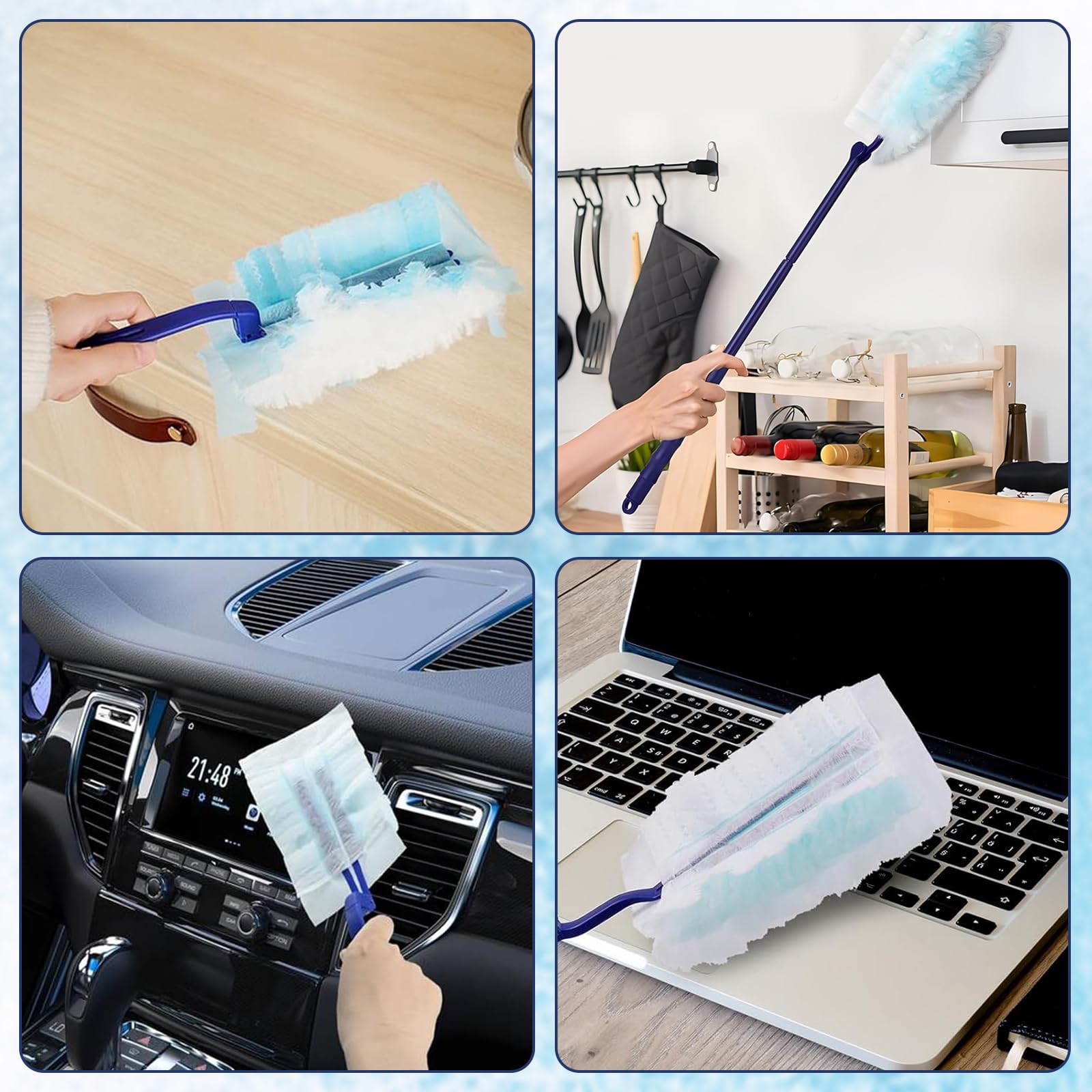 Roinaid 50 Stück für Swiffer Staubmagnet Nachfüllpack, für Swiffer Duster, mit 1 Handgriff