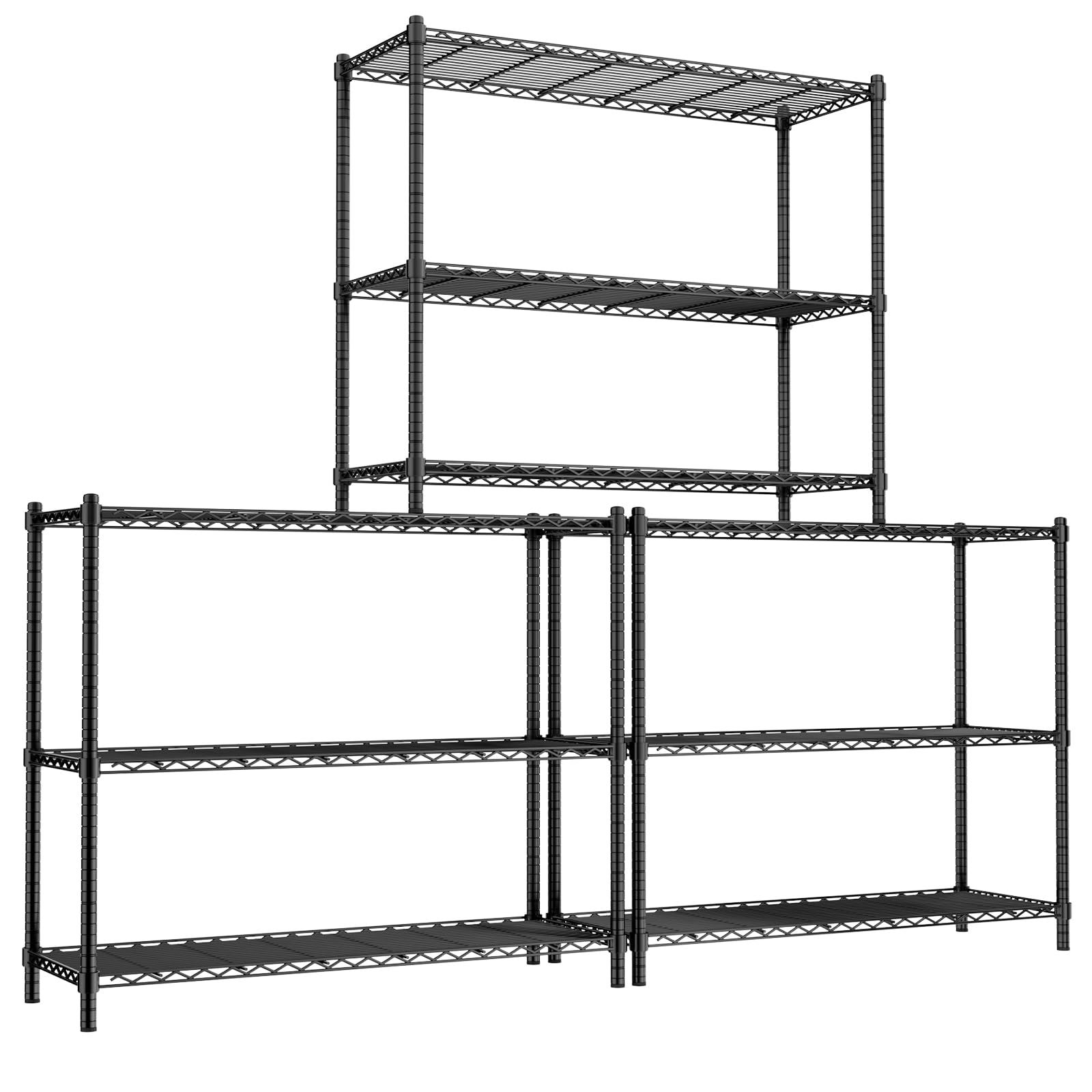 MODCART Storage Shelves, 3 PCS 48" L x 20" W x 47" H Heavy Duty Garage Wire Shelving Unit Loads 1200LBS, 3-Tier Adjustable Metal Industrial Utility