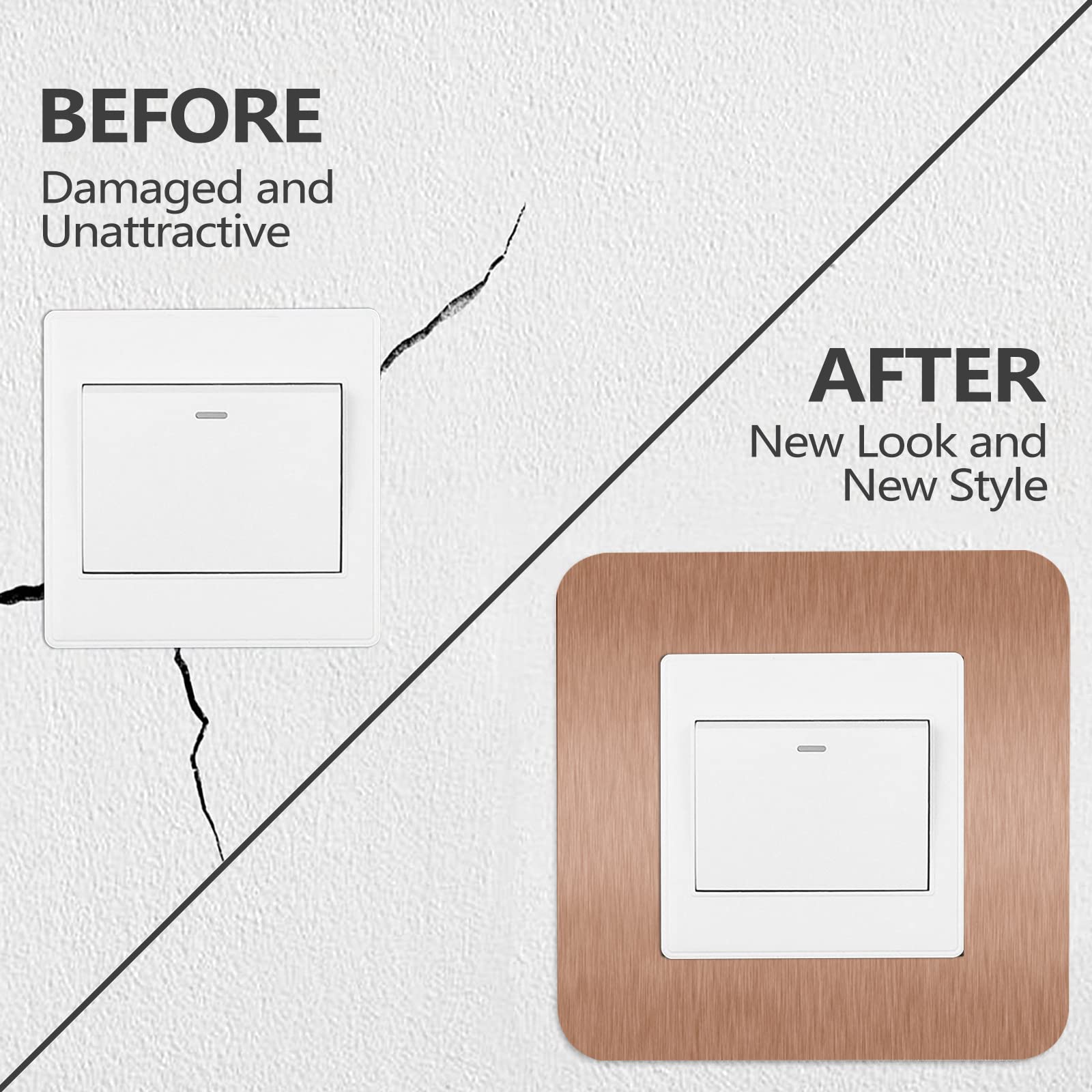 Lot de 4 plaques de protection pour interrupteur, cadre d'interrupteur, revêtement autocollant pour interrupteur, décoration murale pour interrupteur mural (platine, 8,5 cm)