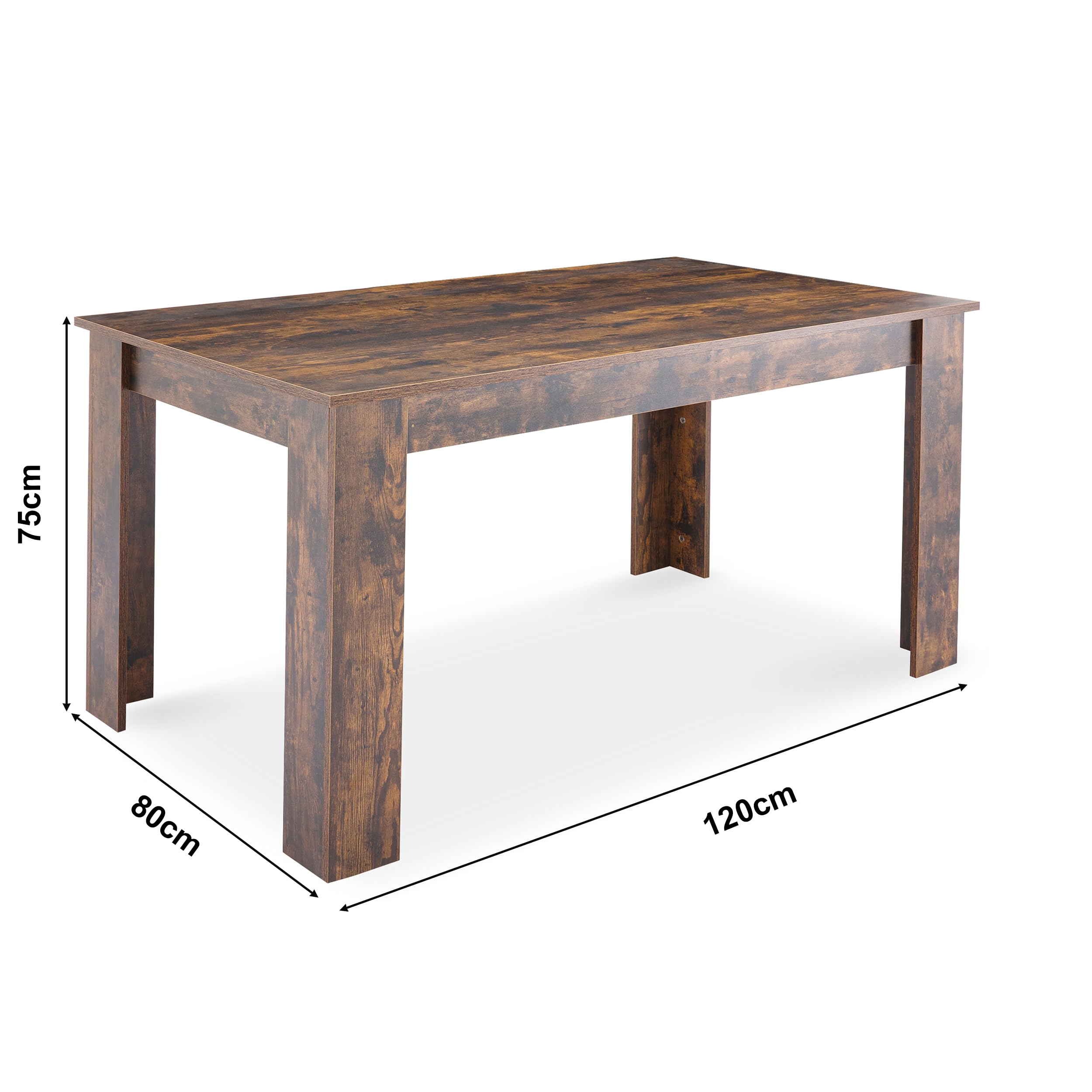 Prostokątny stół do jadalni, drewniany stół kuchenny z blatem z białego marmuru, meble 6-osobowe do jadalni i salonu, 140 dł. x 80 szer. x 75 cm wys