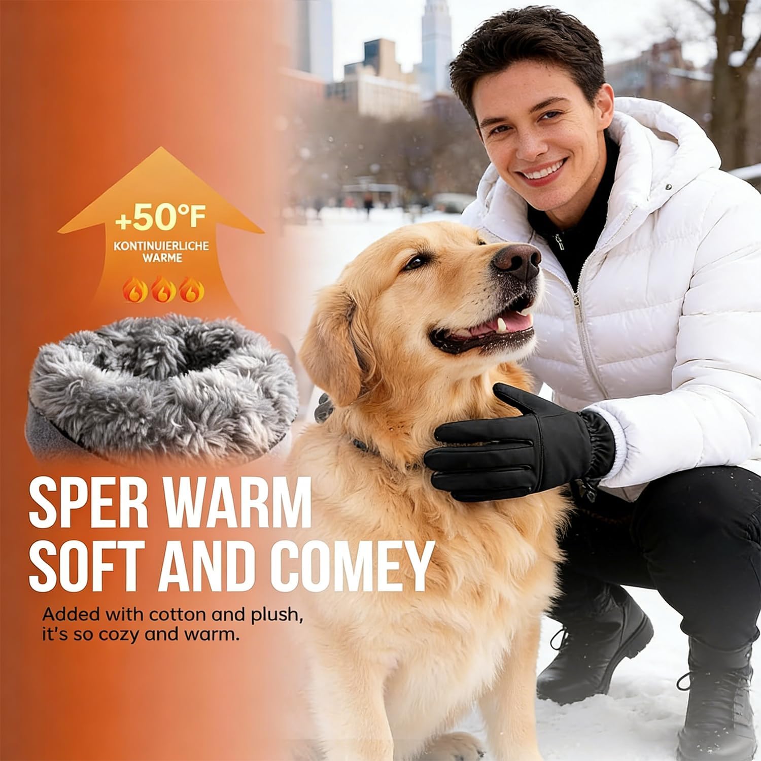 Winter Thermal Gloves for Men and Women, Cold Weather Gloves with Windproof Insulation, Non-Slip Grip for Driving, Running, Outdoor Activities (Black, Large)