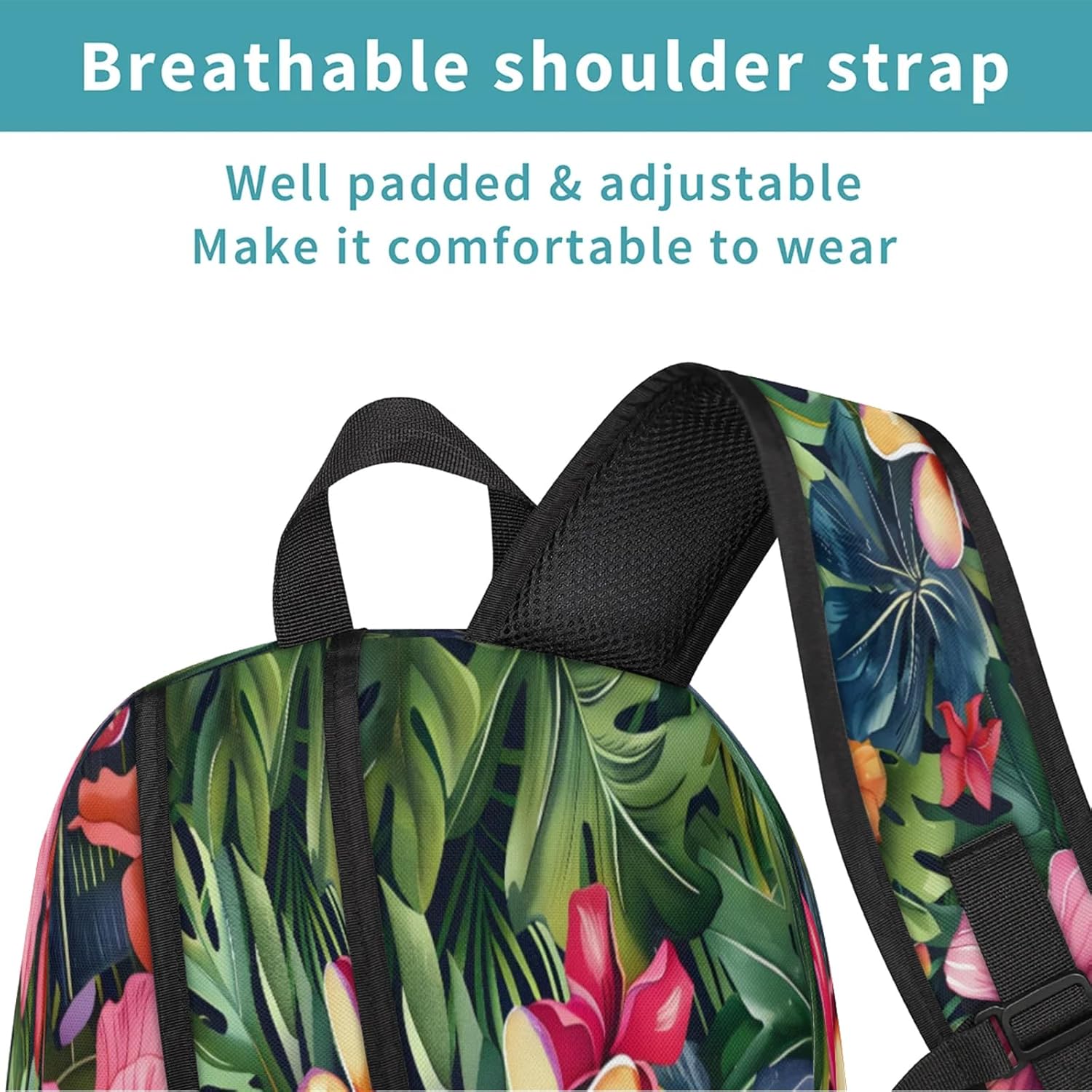 Tropical Palm Leaf Hibiscus Large Capacity Backpack, 18 Inch Multi Pocket Laptop Tablet Backpacks Business Travel Hiking Daypack Casual Rucksack for Women Men Gifts