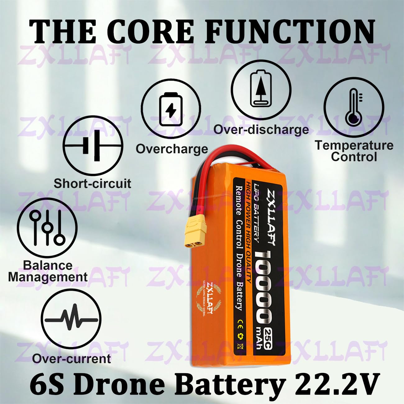 Batteria Lipo 22,2 V 14,8 V 11,1 V Batteria per droni | 6S 4S 3S Batterie al litio 7,4 V 18,5 V 25,9 V 29,6 V Batterie di ricambio 25C per drone telecomandato con BMS