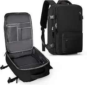 Mochila de viagem grande feminina, bagagem de mão, mochila impermeável para fazer trilha e esportes ao ar livre, mochila escolar, A - Preto