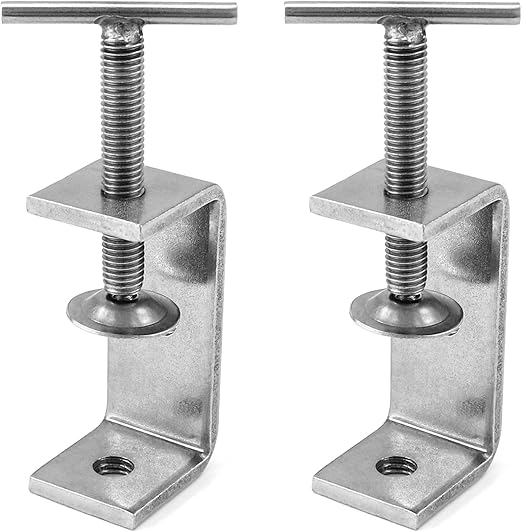 QWORK® 2Pcs 304 Stainless Steel C Clamp Tiger Clamp, Heavy Duty Cclamp