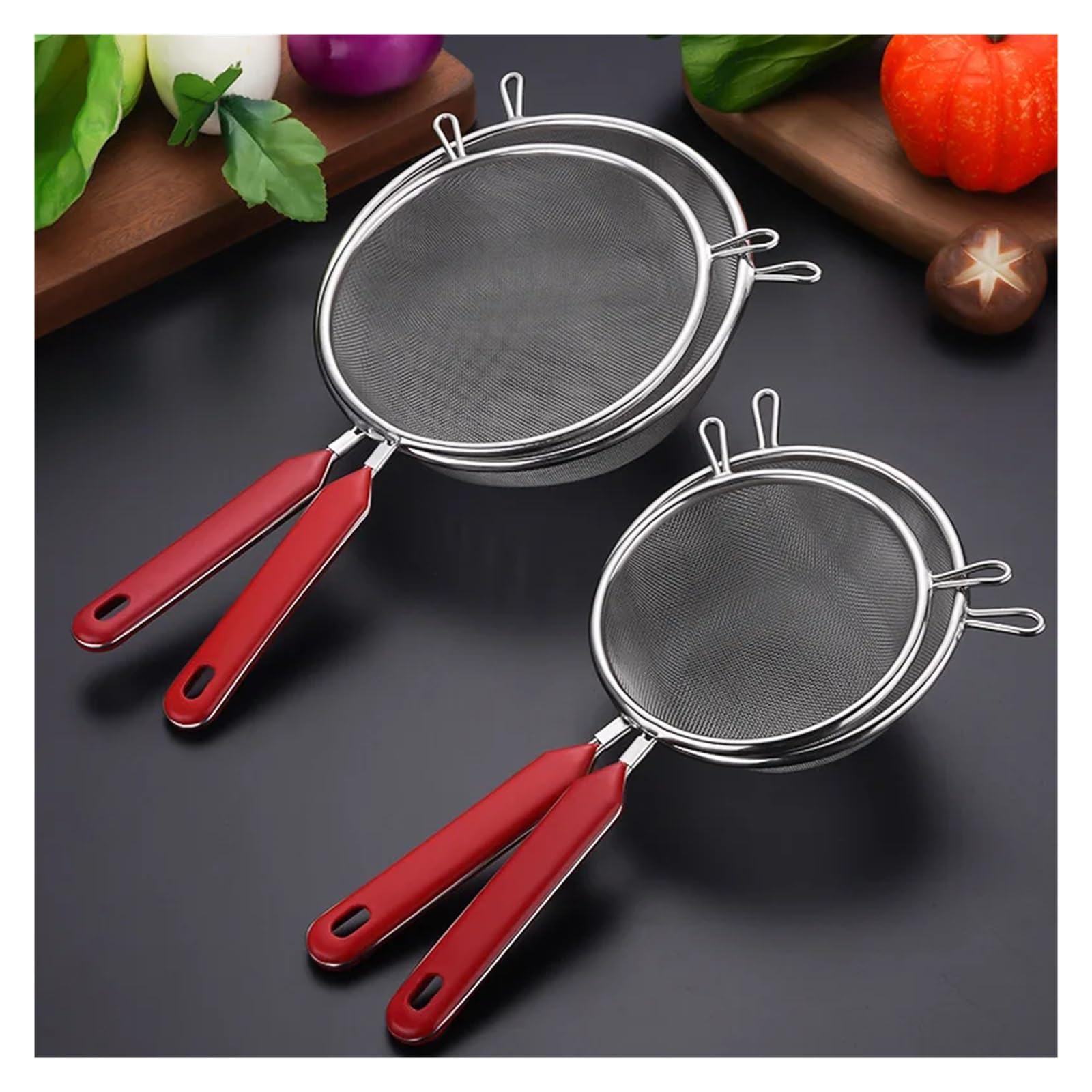 sieb edelstahl 1 stücke for Küche Sieb Mit Hängenden Ohren Edelstahl Mehl Nudel Abtropffläche Öl Braten Skimmer(20cm)