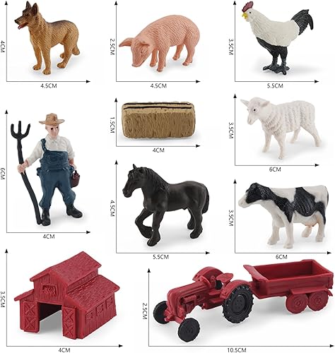 Miniatura 9 de MEMOVAN Decoración para tartas de granja, 14 piezas de animales de granja, pollo, oveja, cerdo, vaca, cupcakes, decoración de pasteles de vaca para