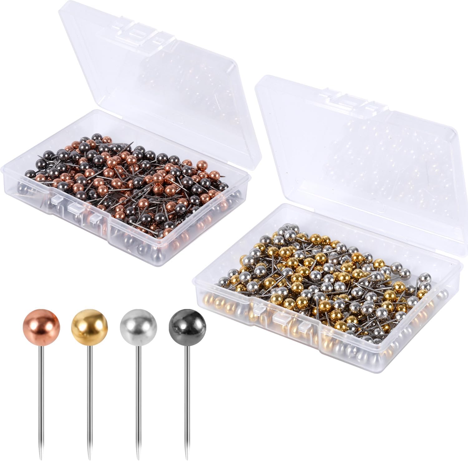 400 Pcs Map Pins, Colorful Round Push Pins Small Round Head Push Pins Marking Pins Plastic Tacks for Fabric Marking Bulletin Board Photo Wall Production