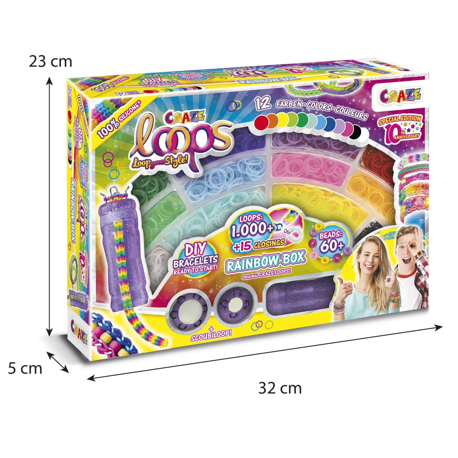 Craze Loops Rainbow Studio XXL Loom Bandjes Set - 1300+ Elastieken + Accessoires - Knutselset Voor Kinderen
