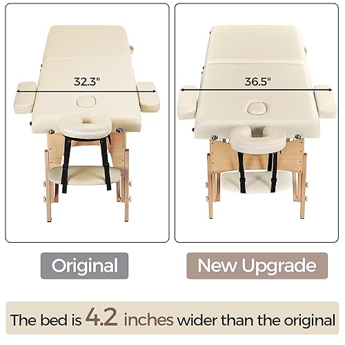 Miniatura 25 de Yaheetech Mesa de masaje portátil para pestañas, cama de spa, sofá de masaje, mesas de spa plegables ajustables de 2 pliegues con bolsa no tejida