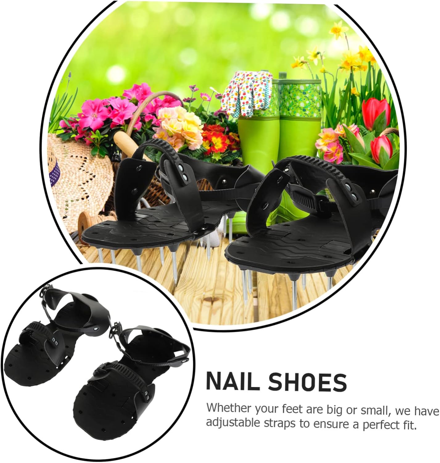 1pair Lawn Aerator Shoes Straps for Care Heavy Duty Spike Sandals for Aerating Soil and Grass for Garden Maintenance