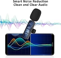 Vista 3 de MAYBESTA Micrófono de solapa inalámbrico Lavalier para iPhone, teléfono Android, portátil, mini micrófono Bluetooth con interfaz USB C para YouTube