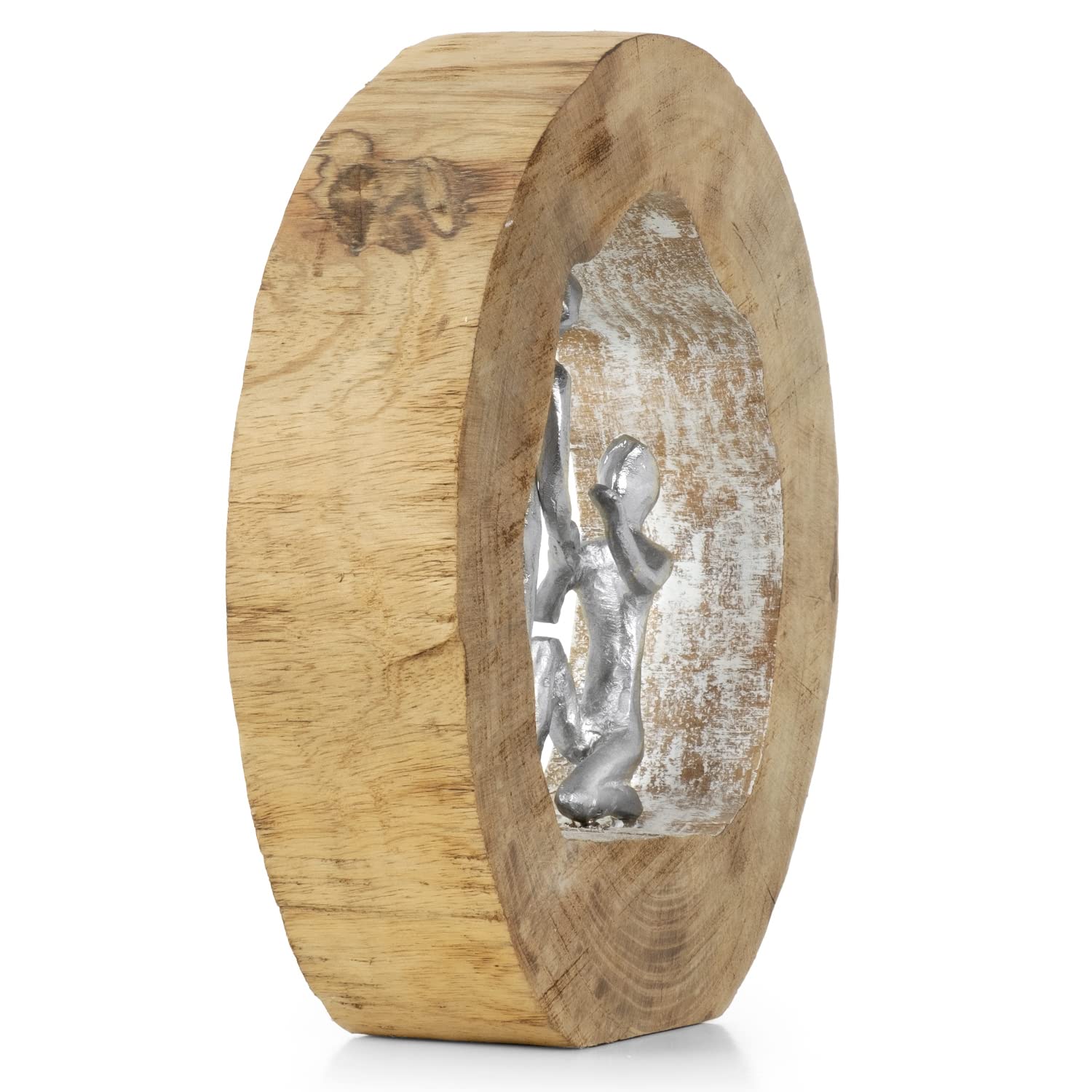 Moritz Forever 28 cm Plata – Escultura de madera de mango, propuesta de matrimonio, amor moderno | Par de aluminio en madera natural, hecho a mano y único, romántico regalo de aniversario de boda, propuesta o San Valentín