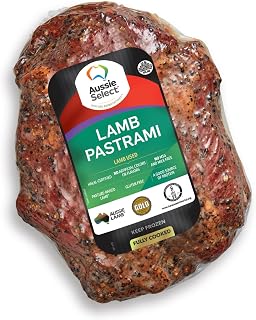 Aussie Select Agave Rosemary Unsliced Lamb Pastrami, Fully Cooked, Grass-Fed, Halal, Australian Lamb Charcuterie, Infused Agave, Rosemary, Nutmeg, Fennel, Garlic, 4 Count of 2.4 lb Each, 9.6 lb Total