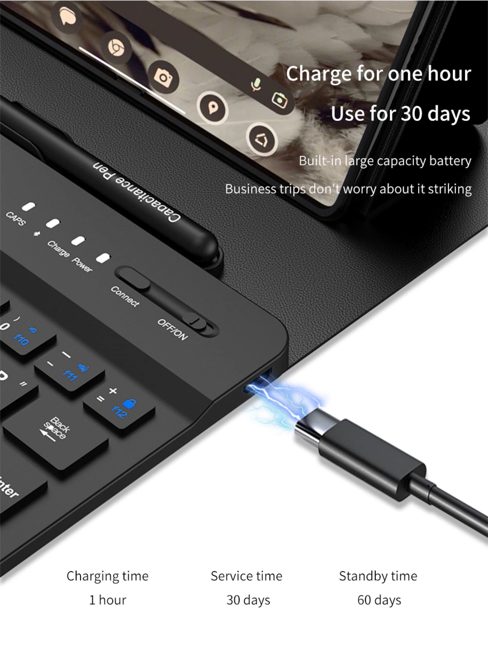 COQUE Składany telefon wyciszony klawiatura Bluetooth / mysz Bluetooth / długopis dotykowy + otwór na długopis/składane skórzane etui Shift zestaw biurowy, mobilny zestaw akcesoriów biurowych do