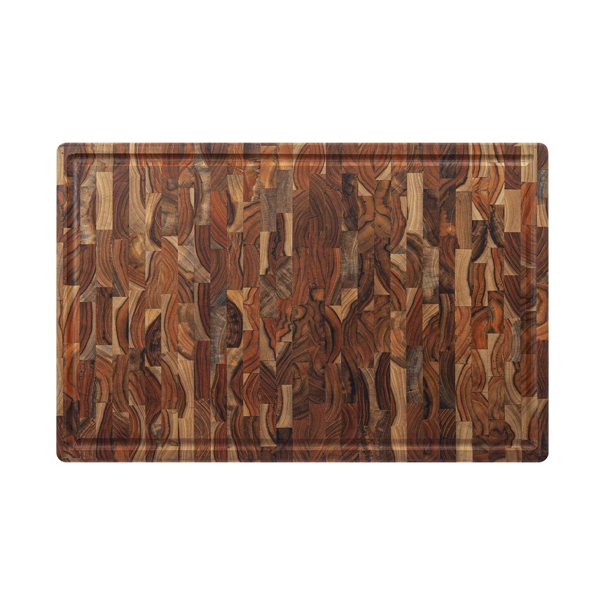XXL Schneidebrett aus Brasilianischem Teak Hartholz | 58 x 38 x 3.2 cm | Mit Saftrillen, Tragegriffen und Anti-Rutsch Füßen | FSC Zertifiziert | 100% Nachhaltig