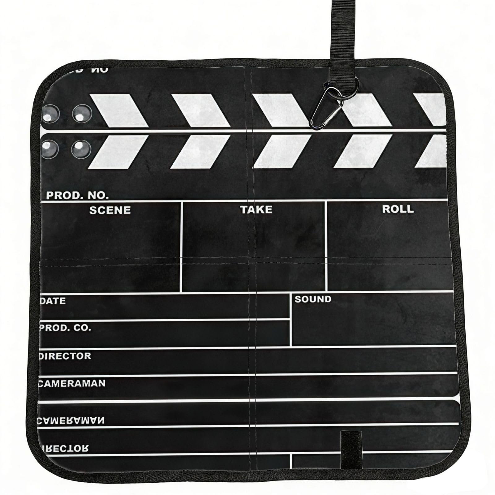 KAPPTYY Classic Movie Clapboard Black Printed Bleacher Seat Cushion PE Foam Filling, Foldable Sitting Pad for Concert Stadium Events