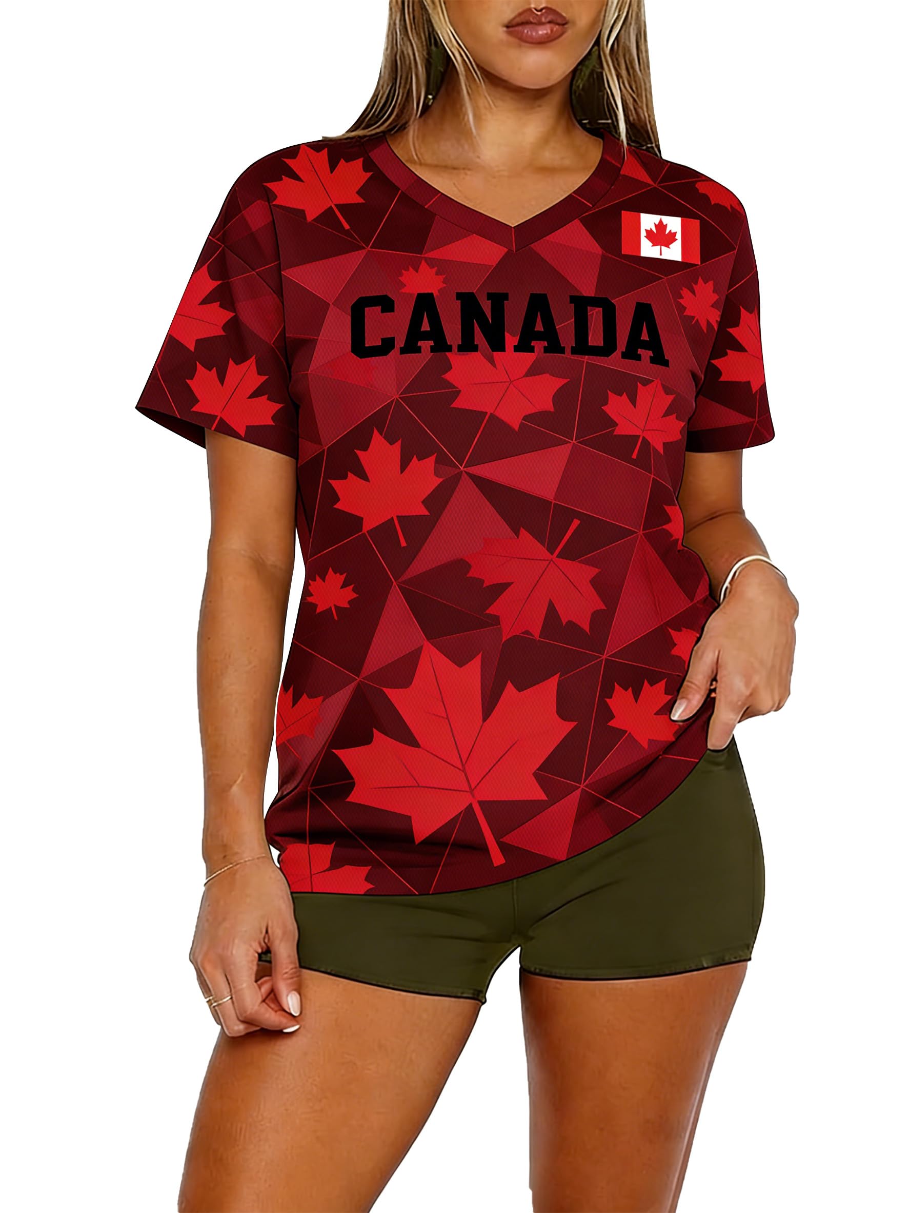 MEESHEEP Canada Shirt Women 2026 World Soccer Fans T-Shirts Football Jersey Canadian National Day Tees
