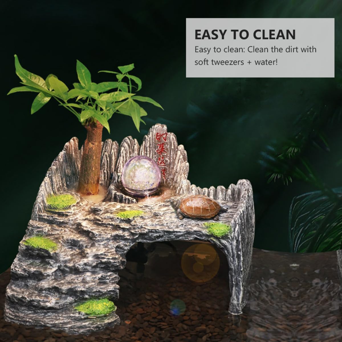 TOYANDONA Schildkröten Aquarium Habitat Kletterplattform Schwimmende Sonnenplattform aus Kunstharz für Reptilien Terrarium Zubehör