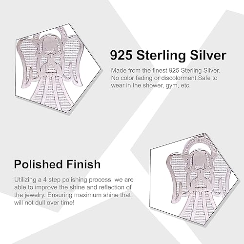 Miniatura 2 de Silver Angel Pendant Necklace- 925 Sterling Silver- Silver Adjustable Necklace 16"-18"