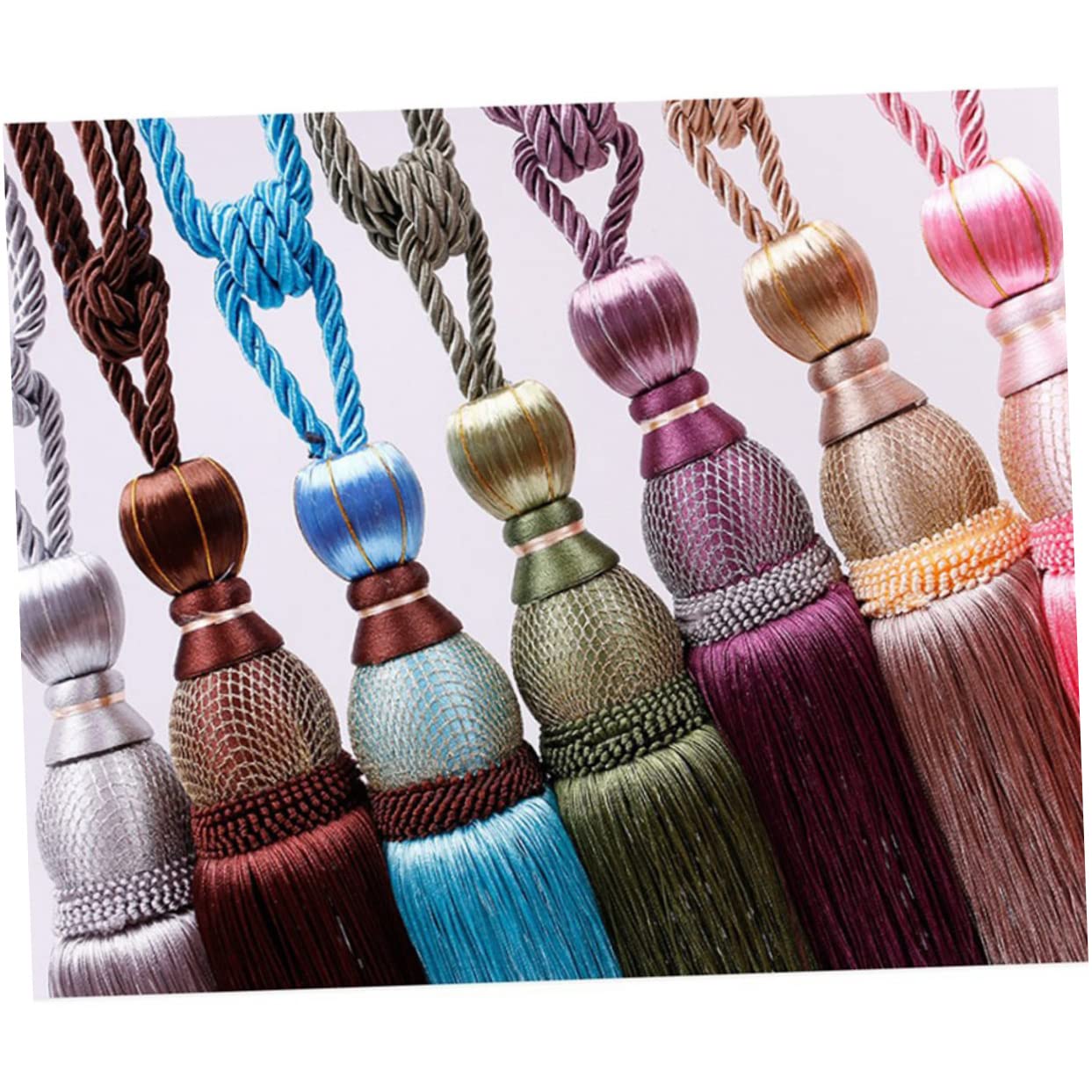 Attaches de Rideaux, Supports de Rideaux, 2 pièces de Rideau à Pompon, Boucle de Rideau à Boule Simple, Sangle de Rideau à Pompon (comme indiqué sur la Photo)