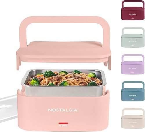 Miniatura 9 de Nostalgia Lonchera Eléctrica Calentada Portátil de 20 Onzas – Tamaño de Viaje, Capacidad de 2.5 Tazas para Sopa, Chile y Sobras – Tapa Sellada de