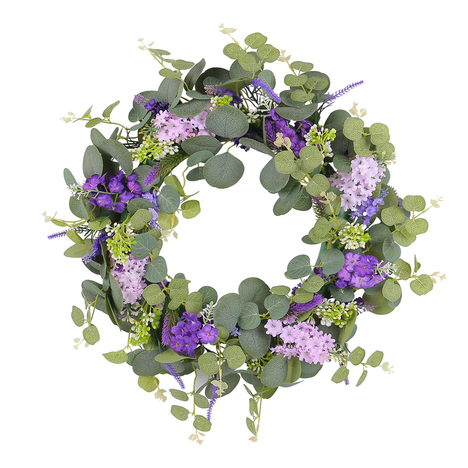 Purpler Flower Wreath for Front Door, Artificial Spring Wreath for Garden Farmhouse Outdoor Garden Wedding Decorations Wedding