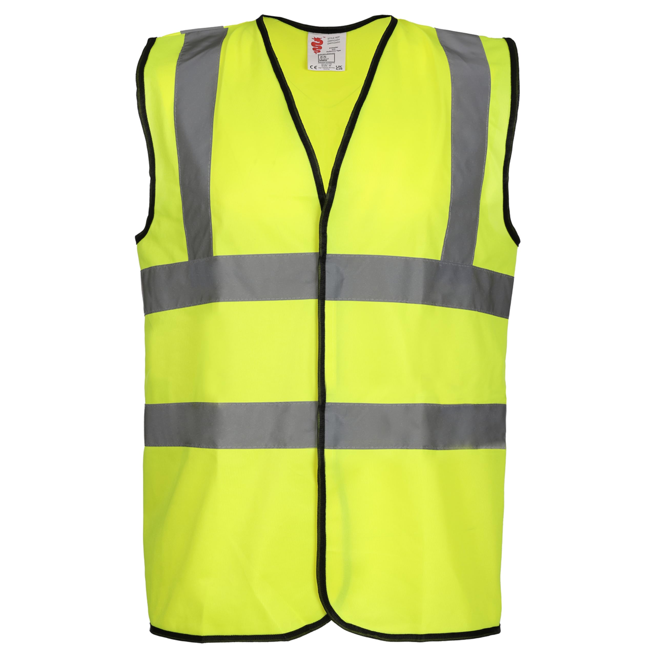 Fort - Yellow Hi-Vis Mens Vest, Size 2XL - EN471 Class 2 High Visibility Safety Coat with Velcro Fastening - Lightweight Reflective Workwear for Construction, Warehouse, Road & Site Use