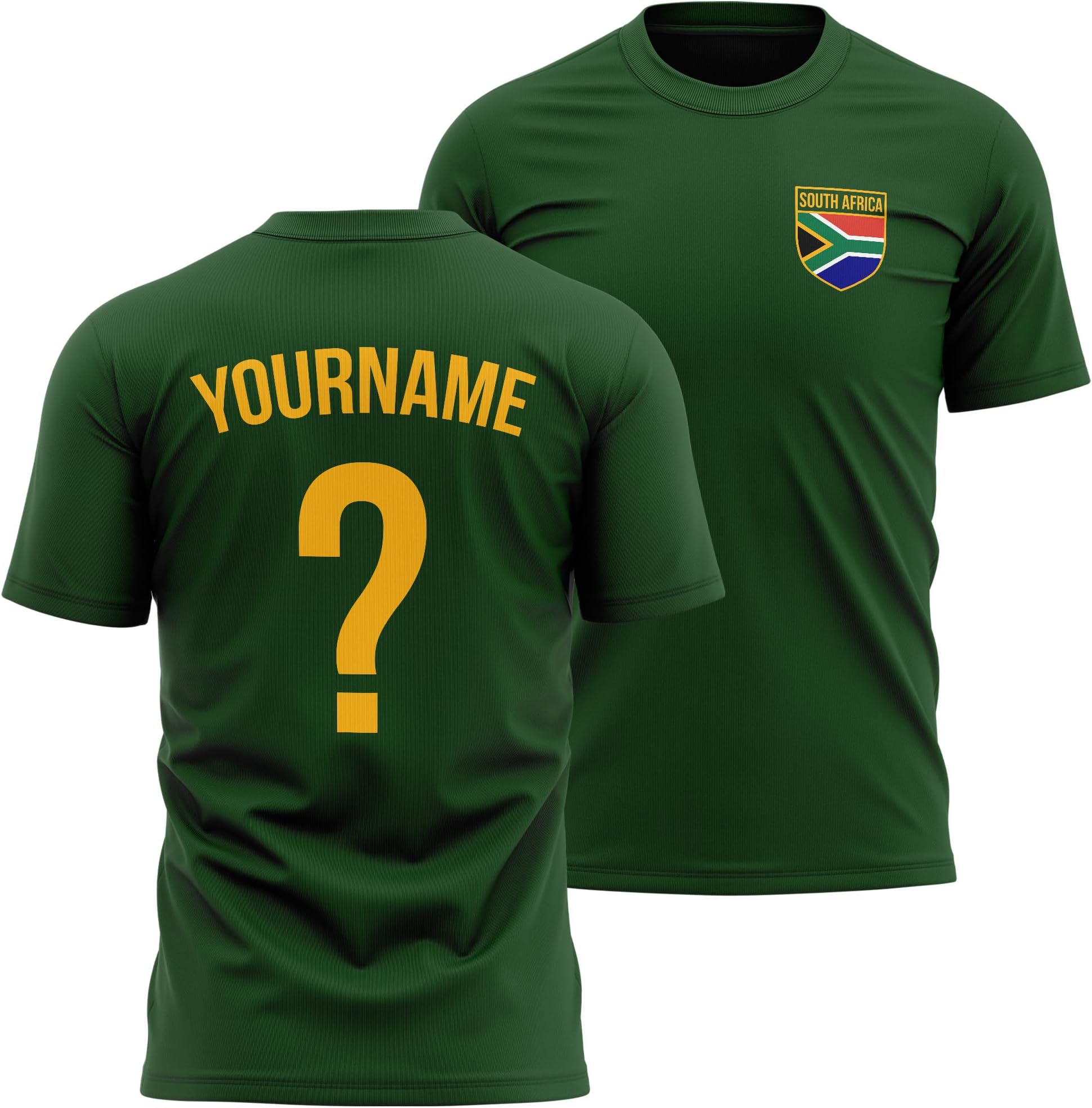Personalised South Africa Badge T Shirt Mens Custom Name and Number Printed Football Rugby African