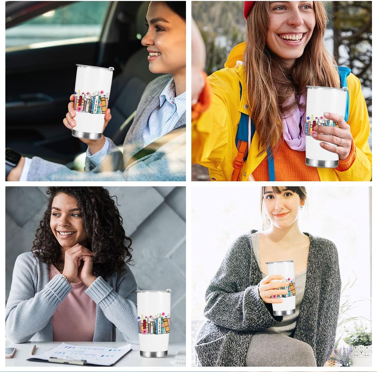 Book Lovers Gifts, Tumbler, Cute Stainless Steel Coffee Mug with Lid, 20 oz Insulated Thermal Cup Birthday Christmas Reading Book Accessories, Librarian Gifts for Women Men Her Coworker Boss - Image 5