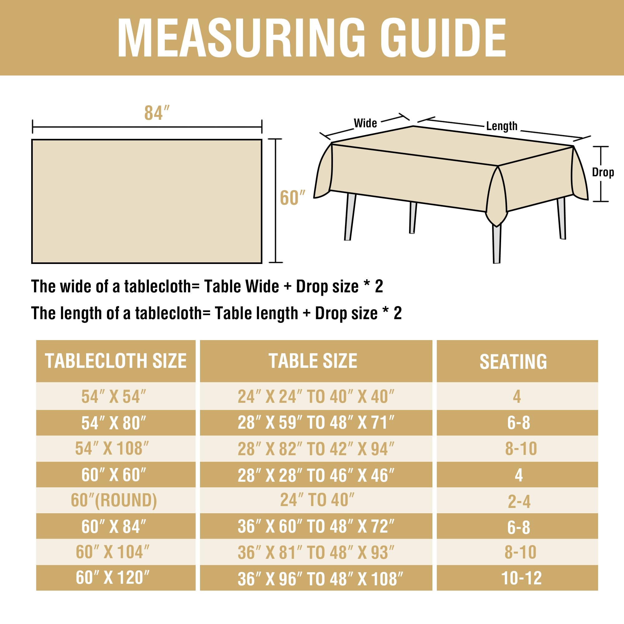 H.VERSAILTEX Linen Table Cloths Rectangle 60 x 84 Inch Premium Tablecloth Spill-Proof Waterproof Table Cover for Dining Buffet Feature Extra Soft and Thick Fabric Wrinkle Free, Natural