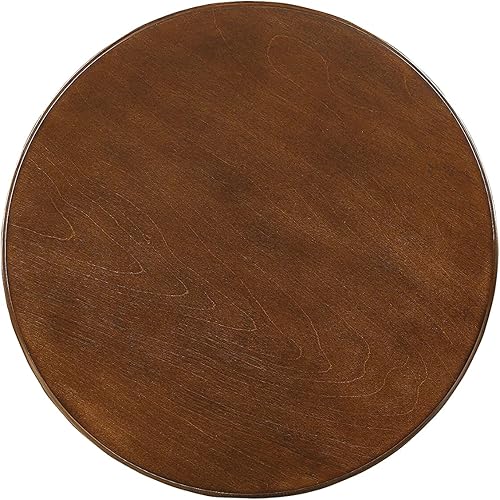 Miniatura 3 de Mesa auxiliar redonda de transición con pedestal torneado de madera, 17 pulgadas de diámetro x 22 pulgadas de alto Nuez,Negro -,Amarillo