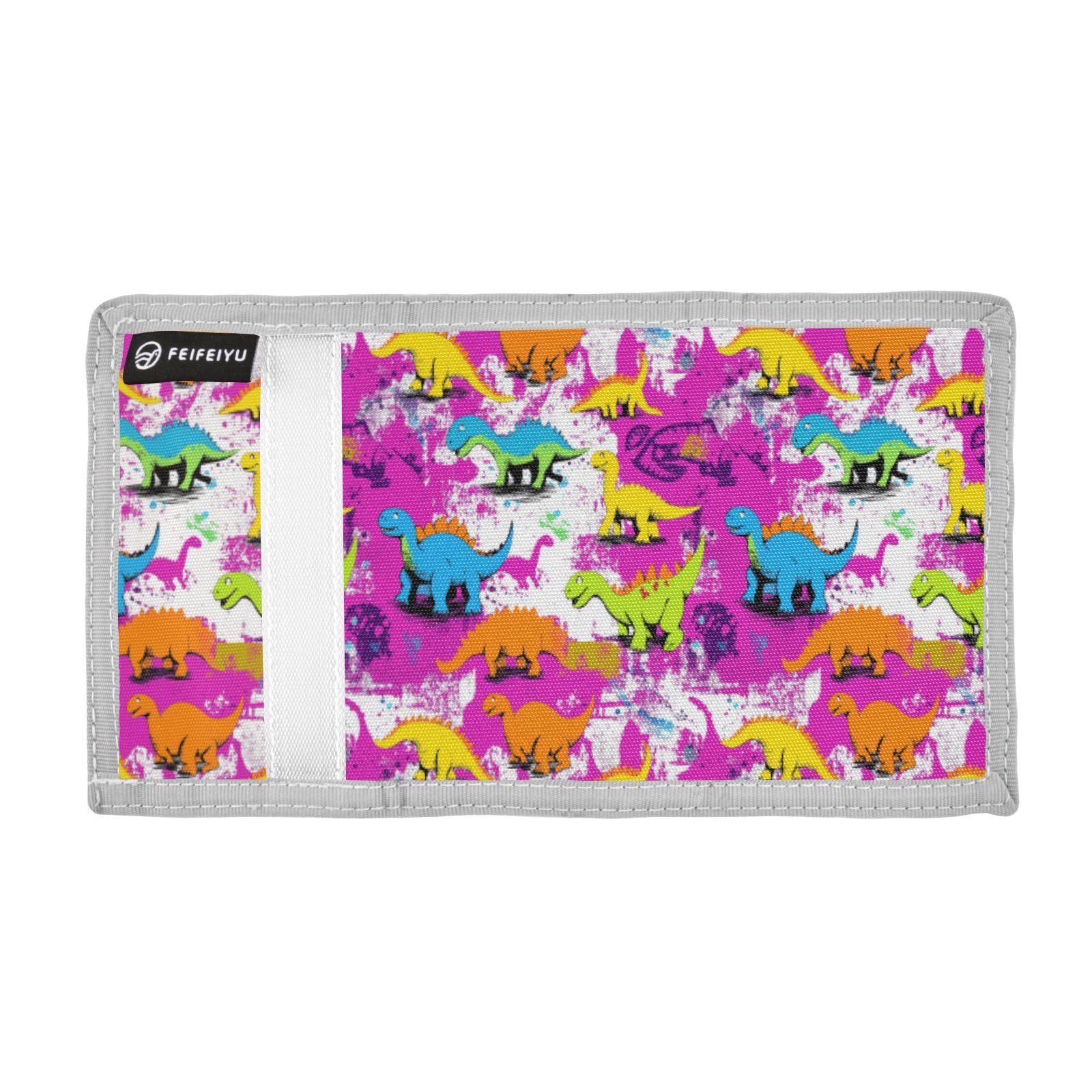 Wusikd Colorful Dinos Kids Wallet for Boys Girls Cute Toddler Trifold Wallet Novelty Wallet for Teens Women Men