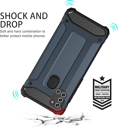 Miniatura 2 de Asuwish Funda compatible con Samsung Galaxy A21S y protector de pantalla de vidrio templado, accesorios de celda, fundas resistentes de doble capa