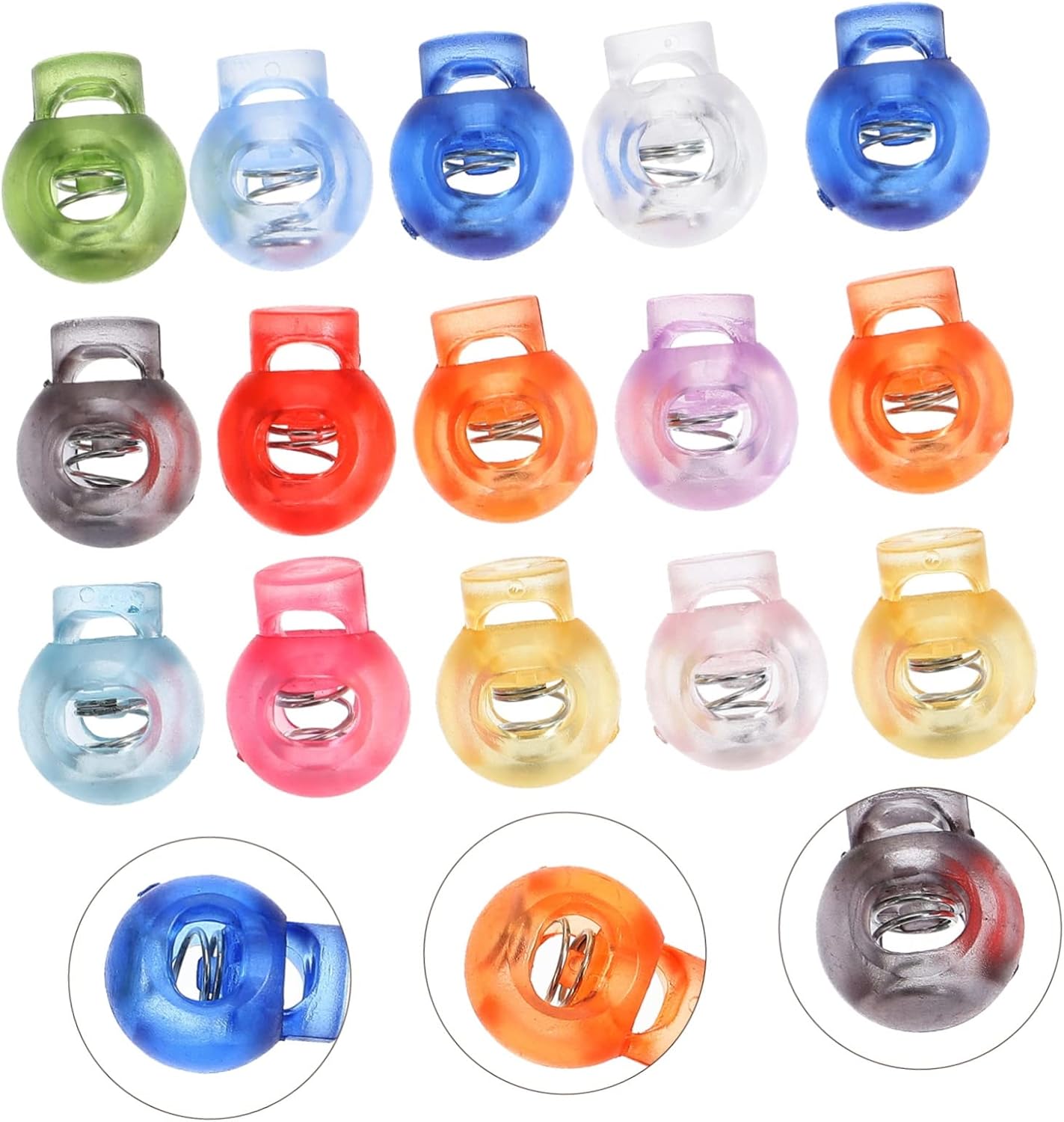 100pcs Spring Cord Buckle Spring Buckle Cord Stopper Plastic Rope Button Tightening Cord