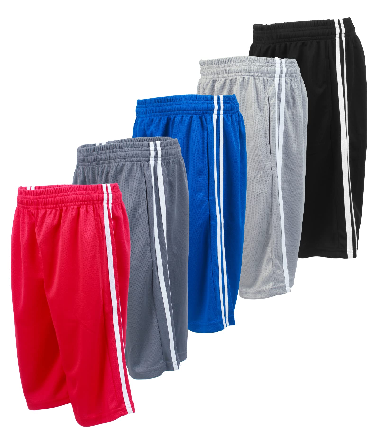 BROOKLYN VERTICAL Basketball-Shorts für Jungen, Netzstoff, mit Taschen, Größen 2T bis 18/20, 5er-Pack, 5er-Pack