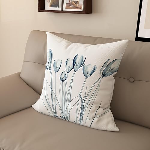 Miniatura 2 de Funda de almohada minimalista moderna con textura con estampado floral creativo, funda de cojín cuadrada impresa digital para sofá de sala de estar