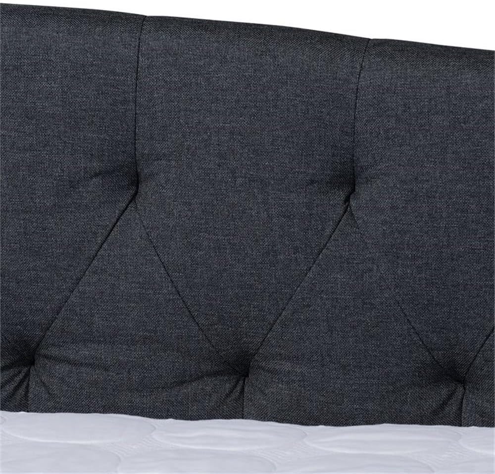 BOWERY HILL Modern Upholstered Queen Size Daybed, Dark Gray Polyester Fabric, Foam Padded, Button Tufted, MDF and Engineered Wood, 91" W x 63" D x 33" H, Contemporary Bedroom or Lounge Furniture