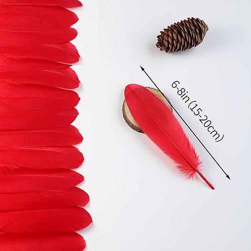 Miniatura 3 de Ballinger Plumas grandes de ganso rojo  120 plumas de 6 a 8 pulgadas a granel para manualidades, alas de ángel, atrapasueños y decoración de fiesta