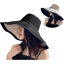 Packable Large Brim Sun Hat for Women - 6.7" Wide-Brim UV-Protection Women's-Sun-Beach-Hats with Strap