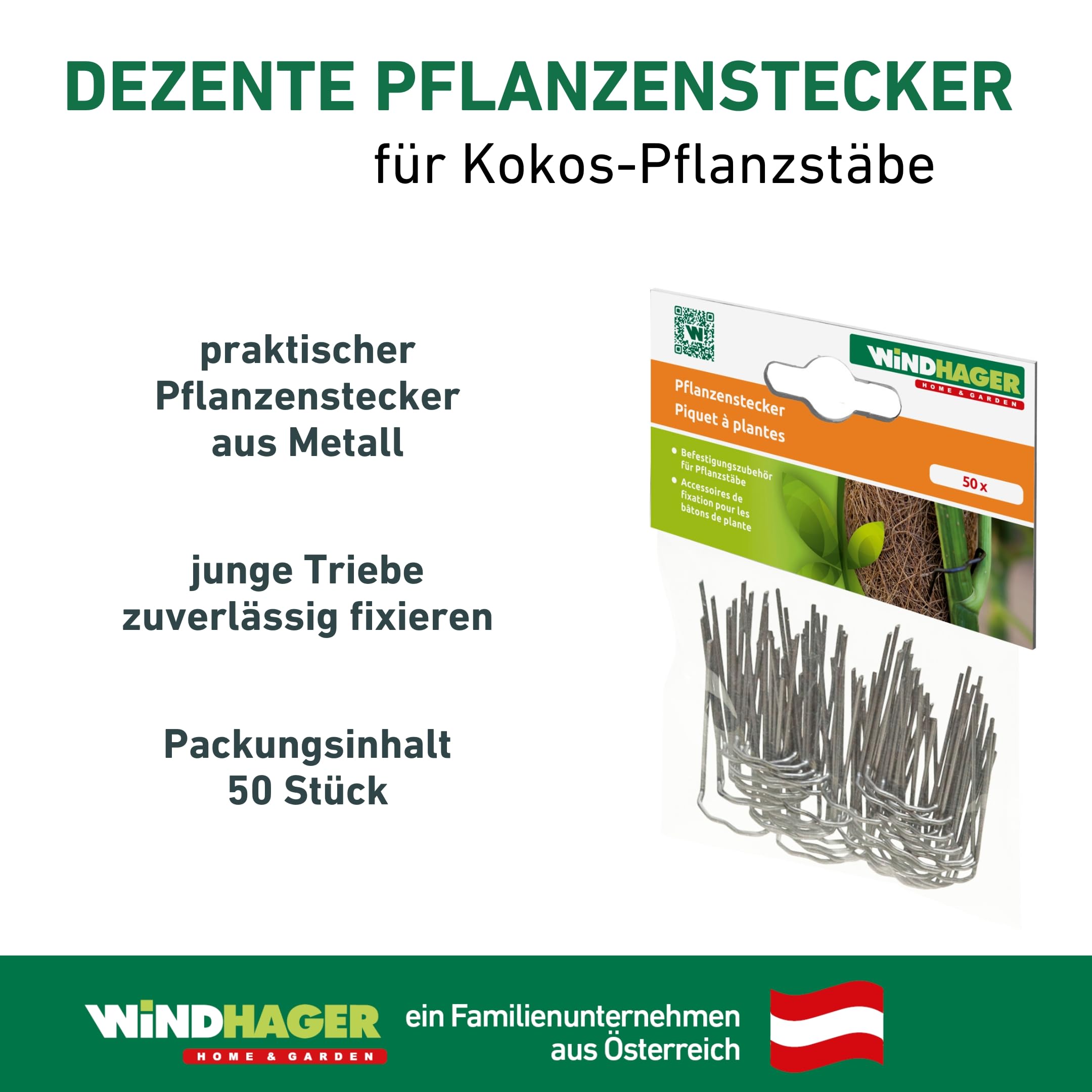 Windhager Pflanzenstecker fr die Befestigung von Pflanzentrieben an Kokos-Pflanzstben,  50 Stck, 06194, metallic : Amazon.de: Garten