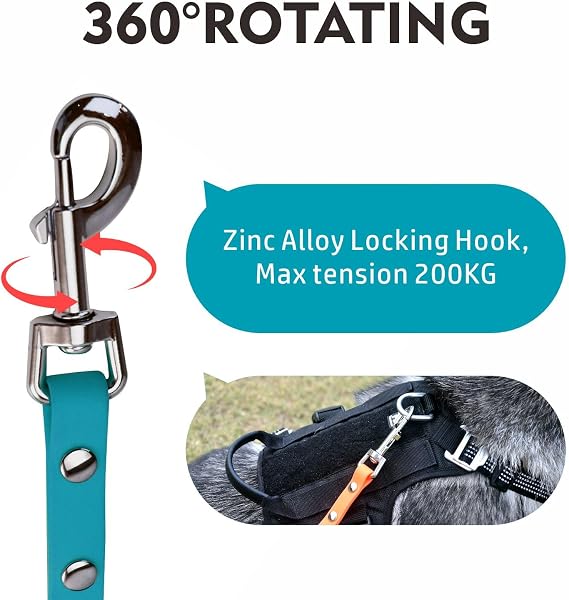 Dog Training Leash, Waterproof Long Dog Leash, Easy to Clean Long Line 6FT 10FT 15FT 30FT 50FT for Small, Medium, Large Dogs(Lake Blue, 6FT) - 3