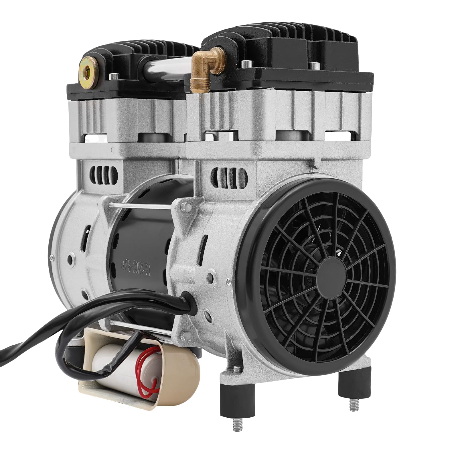 Compresor de aire 1500W Cabezal de bomba 220V 1380rpm. Motor de cobre puro con 2 silenciadores externos y 4 pies amortiguadores Silenciador Excelente disipación de calor
