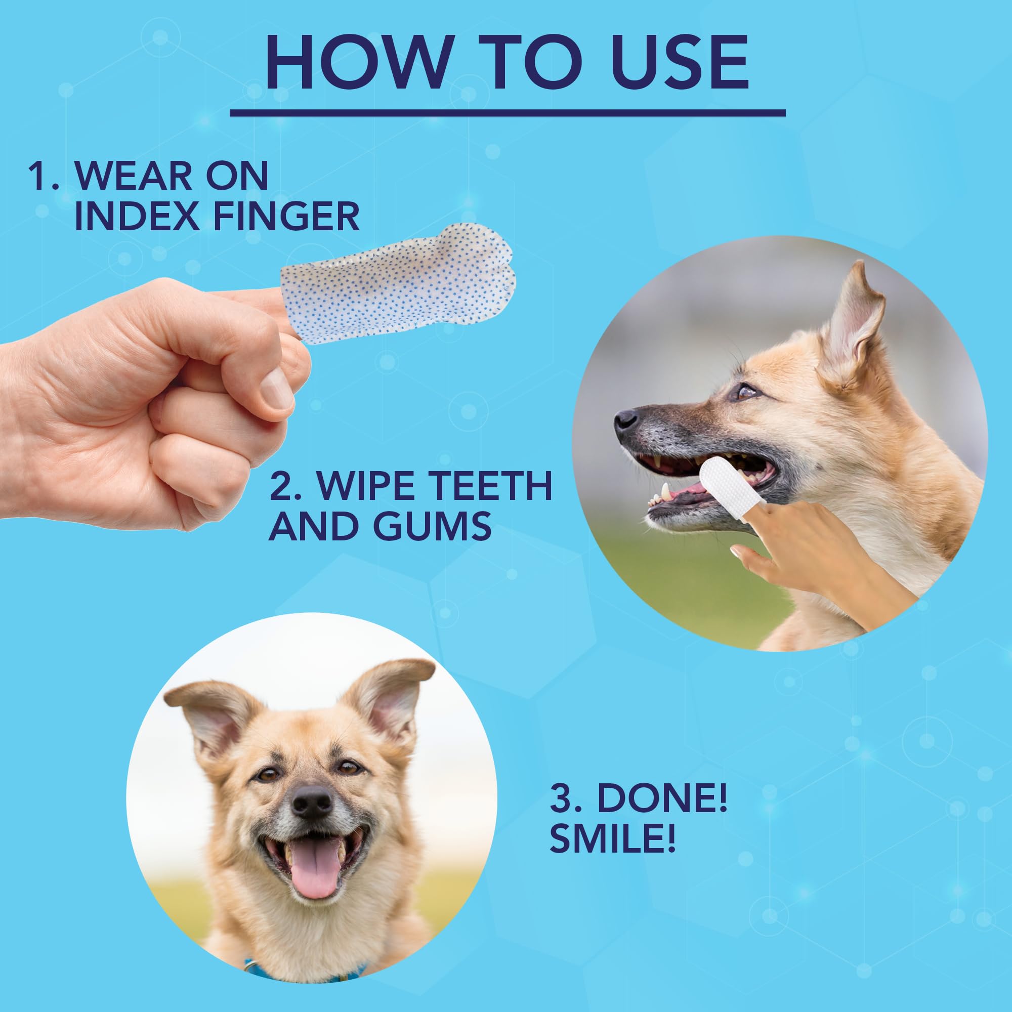 NOVEHA Pets Dental Finger Wipes for Dogs & Cats, White, 100 Pieces - Image 3