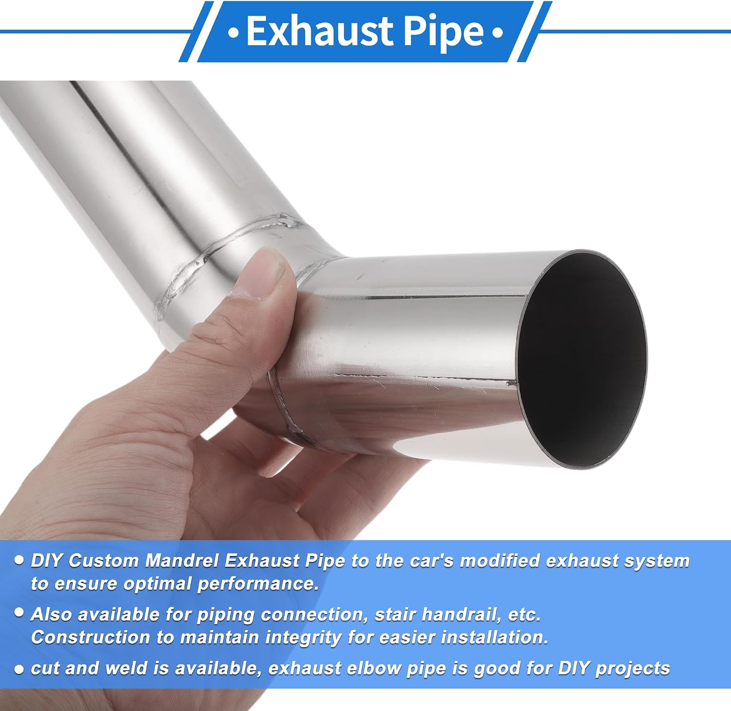 2" OD 45 Degrees Mandrel Bend Elbow T304 Stainless Steel Exhaust Tube Pipe Piping Surface Polishing Silver Tone