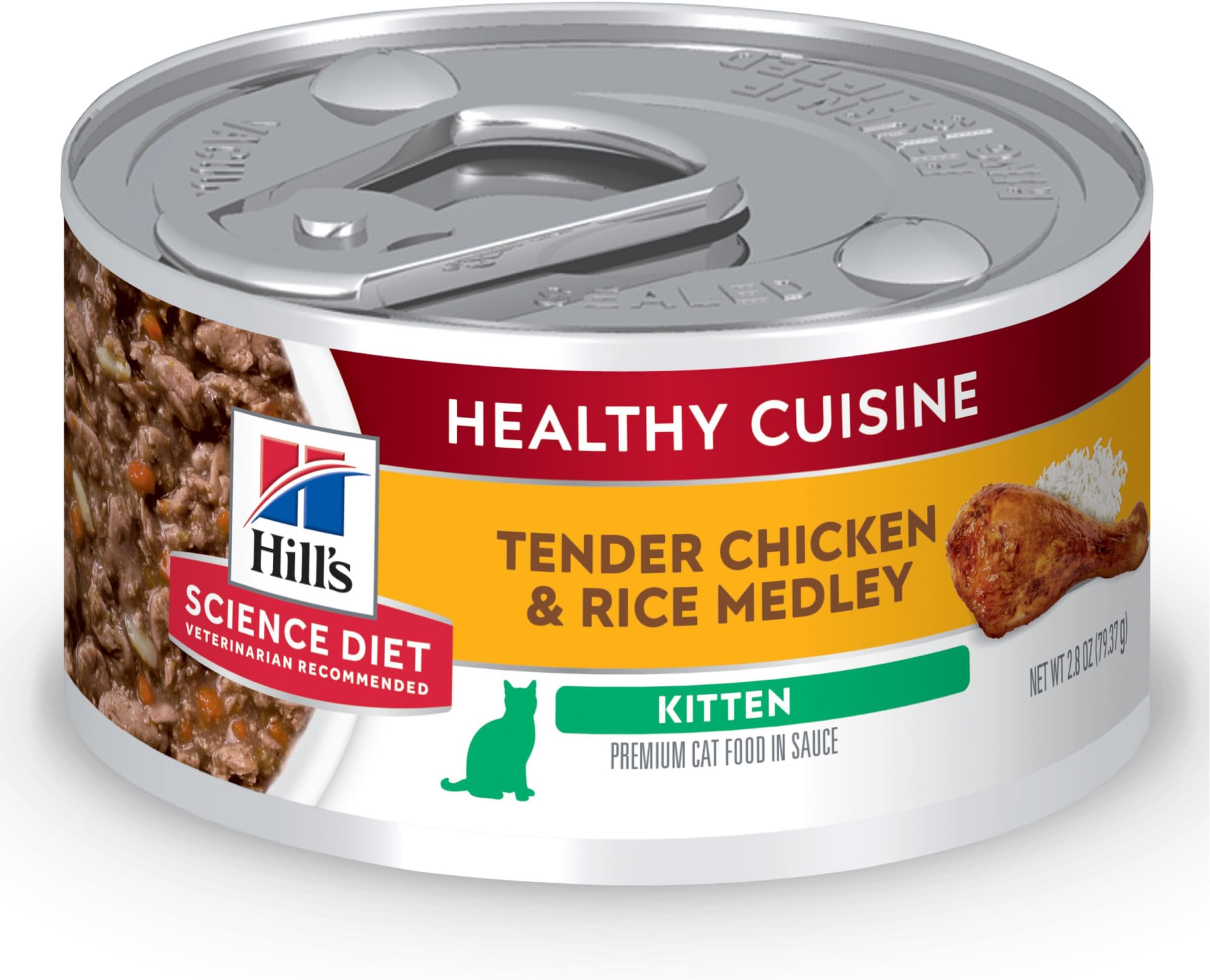Hill's Science Diet Kitten Healthy Cuisine Wet Cat Food, Chicken & Rice, 2.8 oz. Cans, 24-Pack