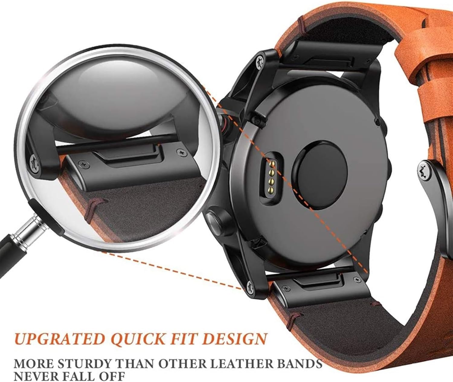 leather watch band for garmin fenix 7/7x fenix 6/6x fenix 5x/5 plus Forerunner 965 955 935 745 epix Pro Gen 2 full grain 22mm 26mm quick fit Watch Strap replacement for Men brown - Image 8